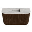 Mondiaz JOYA-DLUX Meuble de toilette 73,2cm - arrondis gauche et droite couleur Noyer - Vasque FAYE position Milieu Sans trou de robinet couleur Glace SW1422415