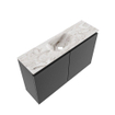 MONDIAZ TURE-DLUX Meuble toilette - 80cm - Dark Grey - EDEN - vasque Glace - position centrale - sans trou de robinet SW1103228