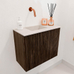 Mondiaz JOYA-DLUX 50cm toiletmeubel - kleur Walnut - Wastafel FAYE positie Links Zonder kraangat kleur Meli. SW1424412