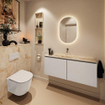 MONDIAZ TURE-DLUX Meuble toilette - 120cm - Linen - EDEN - vasque Frappe - position centrale - sans trou de robinet SW1102886