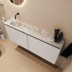 MONDIAZ TURE-DLUX Meuble de toilettes 120 cm Linen. Lavabo EDEN Glace position gauche. Sans trou de robinet. SW1103362