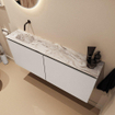 MONDIAZ TURE-DLUX Meuble toilette - 120cm - Linen - EDEN - vasque Glace - position gauche - sans trou de robinet SW1103362