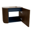 Mondiaz JOYA-DLUX 51.6cm toiletmeubel - ronding links kleur Walnut - Wastafel FAYE positie Rechts 1 kraangat kleur Arena. SW1424345
