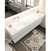 Mondiaz VICA ensemble de meuble de salle de bain - 200cm - meuble sous-vasque gris - 4 tiroirs - lavabo cloud double - sans trou de robinet - miroir LED - version XL 60cm de haut SW1098173