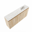 MONDIAZ TURE-DLUX Meuble toilette - 100cm - Washed Oak - EDEN - vasque Ostra - position droite - 1 trou de robinet SW1105178