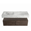Mondiaz ALAN-DLUX Ensemble de meuble de salle de bains - 100x46cm - 2 tiroirs - lavabo suspendu - 1 trou de robinet - 2 à gauche - Dark brown (chêne foncé) SW1565497