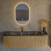 Mondiaz KURVE-DLUX Ensemble de meubles de salle de bains - 145x46x40cm - 1 tiroir - 1 porte - lavabo solid surface - gauche - 1 trou de robinet - Dusk SW1415536