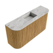 Mondiaz JOYA-DLUX 83.2cm meuble de salle de bains - arrondis gauche et droite couleur Oak - Vasque FAYE position Milieu Sans trou de robinet couleur Glace SW1422036