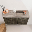 Mondiaz JOYA-DLUX Meuble de salle de bains 71,6cm - arrondi gauche couleur Shadow - Vasque FAYE position Droite 1 trou de robinet couleur Oza SW1425076