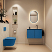 MONDIAZ TURE-DLUX Meuble toilette - 80cm - Jeans - EDEN - vasque Ostra - position centrale - 1 trou de robinet SW1104867