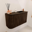 Mondiaz JOYA 71.6cm meuble de salle de bains - arrondi gauche couleur Walnut - Vasque FAYE position Droite 1 trou de robinet couleur Urban. SW1421398
