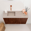 Mondiaz JOYA-DLUX 70cm toiletmeubel - kleur Ruby - Wastafel FAYE positie Links Zonder kraangat kleur Saba. SW1425589
