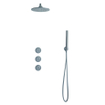 Fortifura Nebbio Ensemble de douche pluie - mitigeur encastré - élément encastré - coude mural de raccordement - flexible de douche lisse - douchette à main sur barre - bras mural 35cm - pomme de tête ronde - finition PVD gunmetal brossé SW1237518