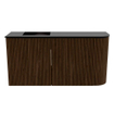 Mondiaz JOYA 81.6cm meuble de toilette - arrondi droit couleur Noyer - Vasque FAYE position Gauche Sans trou de robinet couleur Urban SW1421356