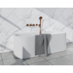 Fortifura Nebbio Ensemble combiné bain - mitigeur thermostatique - coude mural avec support de douchette - flexible de douche métallique - douchette ronde - bec verseur - cuivre brossé SW1238047
