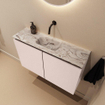 MONDIAZ TURE-DLUX meuble WC 80 cm Rosee. EDEN lavabo Glace position centrale. Sans trou de robinet. SW1103513
