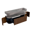 MONDIAZ THOR-DLUX 150cm meuble de salle de bains arrondi gauche + droite couleur Walnut avec 1 tiroir et 2 portes. Vasque suspendue CLOUD Droite 1 trou de robinet couleur Sombra. SW1464917