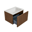 MONDIAZ KURVE-DLUX 60cm Meuble salle de bain - couleur Walnut - 1 tiroir - vasque CLOUD centre - sans trou de robinet - couleur Ostra SW1137791