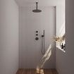 Brauer Black Carving Ensemble de douche de tête encastré - douche de tête 30cm - bras de plafond - 3 boutons carving - douchette barre 1 jet - noir mat SW716183