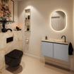 MONDIAZ TURE-DLUX Meuble toilette - 80cm - Plata - EDEN - vasque Frappe - position droite - 1 trou de robinet SW1102975