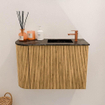 Mondiaz JOYA-DLUX Meuble de toilette 61,6cm - arrondi gauche couleur Chêne - Vasque FAYE position Droite 1 trou de robinet couleur Lava SW1422061