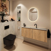 MONDIAZ TURE-DLUX Meuble toilette - 120cm - Washed Oak - EDEN - vasque Opalo - position centrale - 1 trou de robinet SW1104635