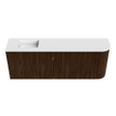 Mondiaz JOYA 111.6cm toiletmeubel - ronding rechts kleur Walnut - Wastafel FAYE positie Links 1 kraangat kleur Talc. SW1421292