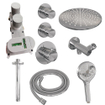 BRAUER Chrome Edition Regendoucheset inbouw - hoofddouche 30cm - plafondarm - 3 gladde knoppen - inclusief inbouwdeel - handdouche rond 3 standen - chroom SW398020