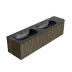 Mondiaz KURVE-DLUX Ensemble de meuble de salle de bains - 175x46x40cm - 2 tiroirs - 1 porte - lavabo solid surface - double / gauche - 2 trous de robinet - Shadow SW1414705