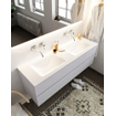 Mondiaz VICA ensemble de meuble de salle de bain - 150cm - meuble sous lavabo cale - 2 tiroirs - lavabo cloud double - sans trou de robinet - miroir LED - version XL 60cm de haut SW1097861