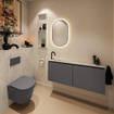 MONDIAZ TURE-DLUX meuble de toilettes 120cm Dark Grey. EDEN lavabo Opalo position gauche. Avec 1 trou de robinet. SW1104274