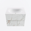 Mondiaz VICA ensemble de meuble de salle de bain - 60cm - meuble sous-vasque carrara - 2 tiroirs - lavabo moon milieu - sans trous de robinet - version haute de 60cm - talc SW1083443