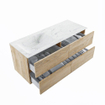 MONDIAZ VICA-DLUX Ensemble meuble de salle de bains - 120cm - meuble bas Washed oak - 4 tiroirs - lavabo encastré cloud à gauche - 1 trou de robinet - version hauteur 60cm - opalo SW1088453