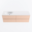 MONDIAZ VICA Ensemble meuble de salle de bains - 150cm - sous-meuble rosee - 4 tiroirs - vasque moon gauche - 1 trou de robinet - version haute 60cm - talc SW1080434