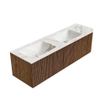 MONDIAZ KURVE-DLUX 155cm Meuble salle de bain avec module 25 D - couleur Walnut - 2 tiroirs - 1 porte - vasque LEAF double / gauche - sans trou de robinet - couleur Frappe SW1137500