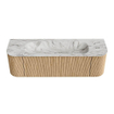 MONDIAZ KURVE-DLUX 150cm Meuble salle de bain avec module 25 G et D - couleur Oak - 1 tiroir - 2 portes - vasque BIG MEDIUM centre - 1 trou de robinet - couleur Glace SW1137934