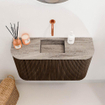 Mondiaz JOYA-DLUX 73.2cm toiletmeubel - ronding links en rechts kleur Walnut - Wastafel FAYE positie Midden Zonder kraangat kleur Oza. SW1424606