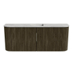 Mondiaz JOYA-DLUX Meuble de salle de bains 103.2cm - arrondis gauche et droite couleur Shadow - Vasque FAYE position Milieu 1 trou de robinet couleur Glace. SW1422816