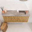 Mondiaz JOYA-DLUX 91.6cm toiletmeubel - ronding links kleur Oak - Wastafel FAYE positie Rechts 1 kraangat kleur Oza. SW1424121