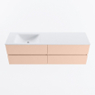 MONDIAZ Vica Ensemble meuble de salle de bains - 160cm - meuble bas rosee - 4 tiroirs - lavabo cloud gauche - sans trous de robinet - version haute 60cm - talc SW1083358