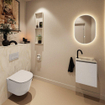 MONDIAZ TURE-DLUX Meuble toilette - 40cm - Linen - EDEN - vasque Ostra - position droite - 1 trou de robinet SW1104895