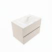 Mondiaz VICA-DLUX Ensemble de meuble de salle de bain - 70cm - meuble sous-vasque lin - 2 tiroirs - lavabo encastrée nuage milieu - sans trous de robinet - version haute de 60cm - ostra SW1090153