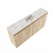 MONDIAZ TURE-DLUX Meuble toilette - 100cm - Washed Oak - EDEN - vasque Glace - position centrale - 1 trou de robinet SW1103572