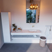 Mondiaz ALAN-DLUX Ensemble de meuble - 150cm - meuble Opalo mat - 0 tiroirs - Lavabo Cloud Opalo suspendu - vasque Droite - 0 trous de robinet SW809293
