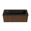 MONDIAZ KURVE 110cm Meuble salle de bain - couleur Walnut - 1 tiroir - vasque BIG MEDIUM centre - 1 trou de robinet - Urban SW1138480