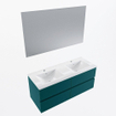 Mondiaz VICA ensemble de meuble de salle de bain - 120cm - meuble sous-vasque smag - 4 tiroirs - lavabo denia double - 2 trous de robinet - couleur Blanc Brillant - miroir LED - version XL 60cm de haut SW1091980