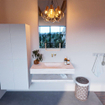Mondiaz ALAN-DLUX Ensemble de meuble - 100cm - meuble Ostra mat - 0 tiroirs - Lavabo Cloud Ostra suspendu - vasque Centre - 0 trous de robinet SW809301