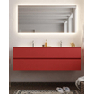 Mondiaz VICA ensemble de meuble de salle de bain - 150cm - meuble sous-vasque fire - 4 tiroirs - lavabo moon double - 2 trous de robinet - version XL 60cm haut SW1090868