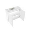 MONDIAZ TURE-DLUX Meuble toilette - 60cm - Talc - EDEN - vasque Ostra - position gauche - 1 trou de robinet SW1104689