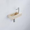 QeramiQ Fuente Fonteinset - 37.5x18.5x9cm - keramiek - kraangat rechts - fonteinkraan chroom - afvoerplug - verlaagd sifon - Mat Beige SW1232725